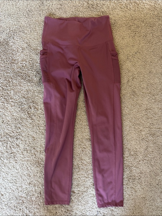 Leg End Pants - High-Waist Wine Leggings with Side Pockets / C29